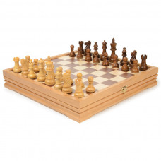 Шахматы + шашки деревянные 37х37 см