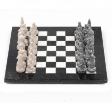 Шахматы "Северные народы" змеевик, мрамор