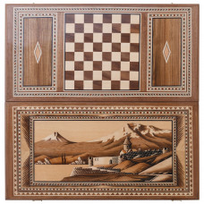 Нарды резные "Церковь у Арарата" инкрустация + орнамент