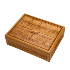 Русское лото в резной шкатулке с бочонками из мореного ясеня