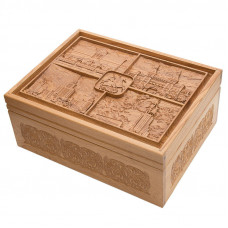 Русское лото + Домино в резной шкатулке из ясеня