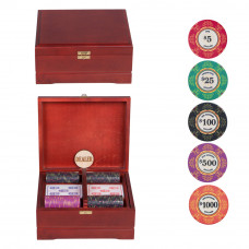 Набор для покера Ceramic VIP на 250 фишек Красное дерево