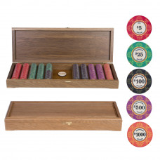 Набор для покера Ceramic VIP на 500 фишек Мореный дуб